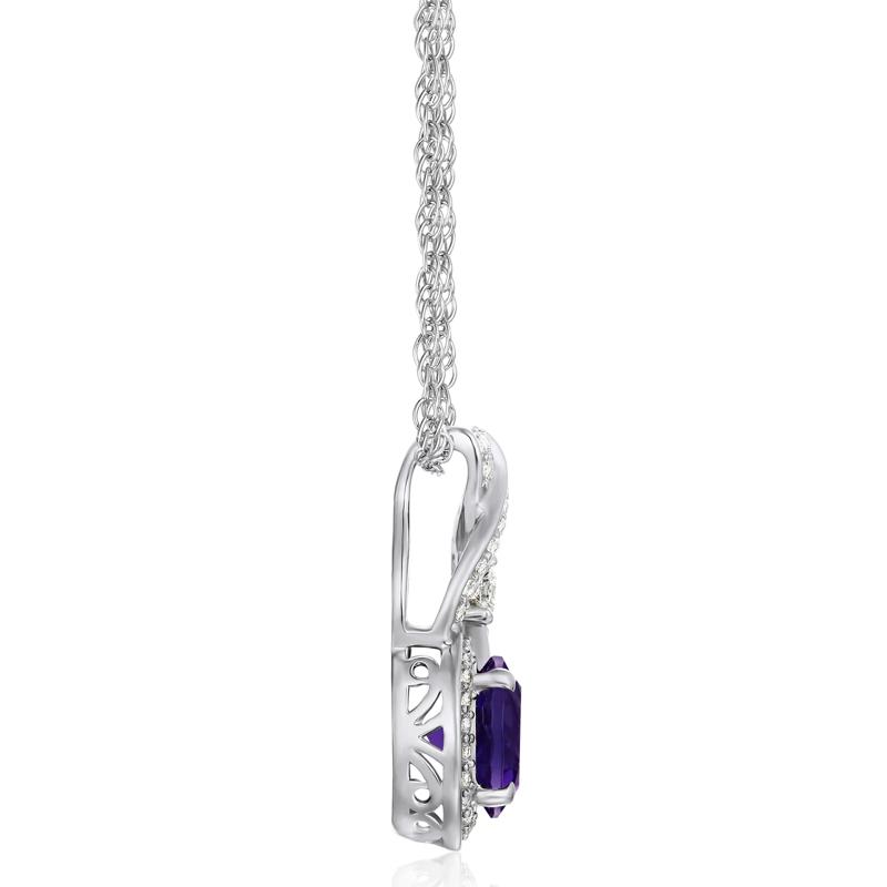 Amethyst and Lab-Created White Sapphire Pendant in Sterling Silver – Image 2 of 3