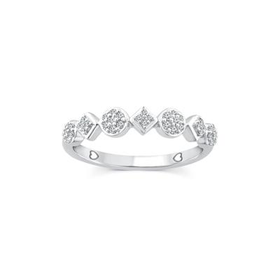 Diamond Cluster Stack Band in 10K White Gold (1/7 ct. tw.)