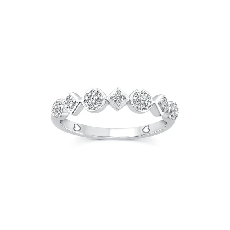 Diamond Cluster Stack Band in 10K White Gold &#40;1/7 ct. tw.&#41; – Image 1 of 3