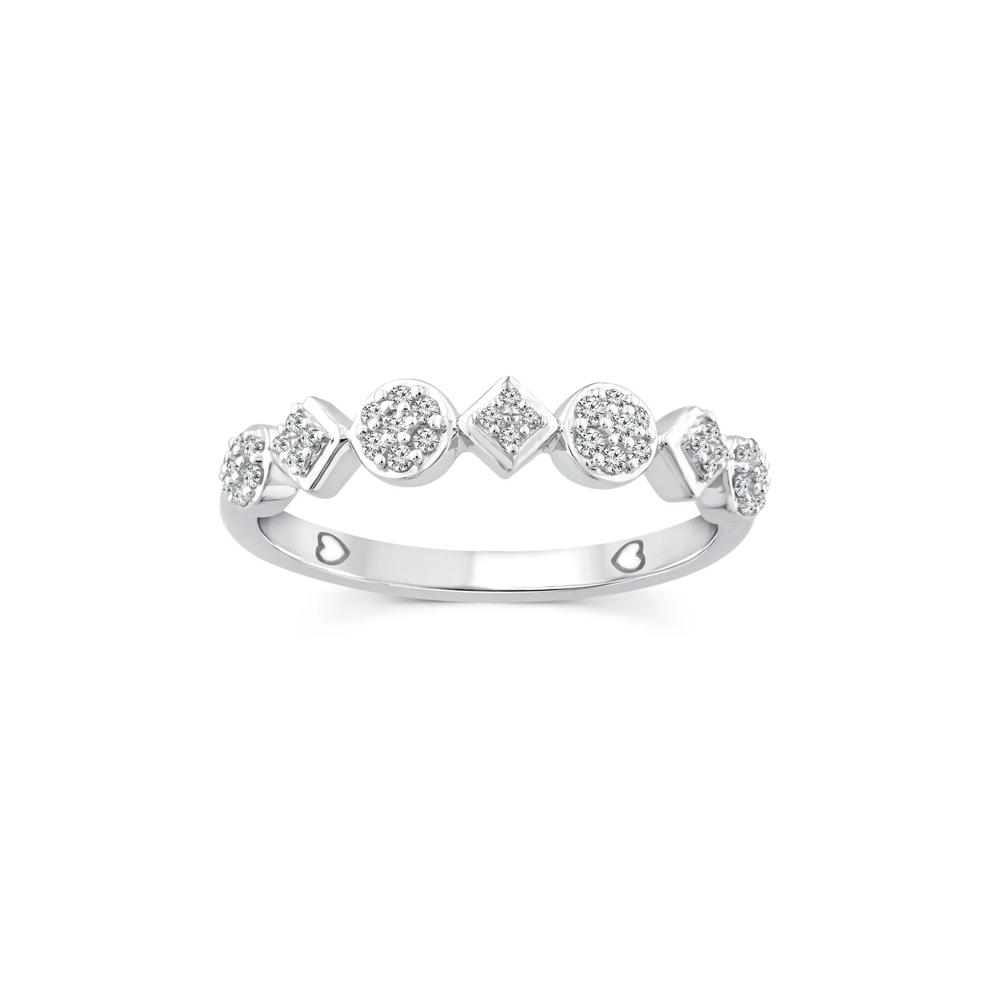 Diamond Cluster Stack Band in 10K White Gold (1/7 ct. tw.) – Image 1 of 3