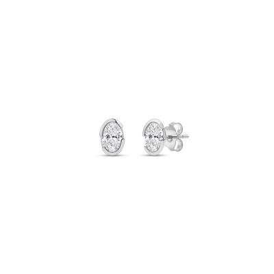 Lab Grown Diamond Oval Earrings in 14K White Gold (7/8 ct. tw.)