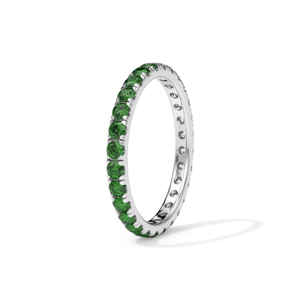 Lab Grown Diamond and Lab-Created Emerald Eternity Band in 14K White Gold (1/2 ct. tw.) – Image 3 of 4