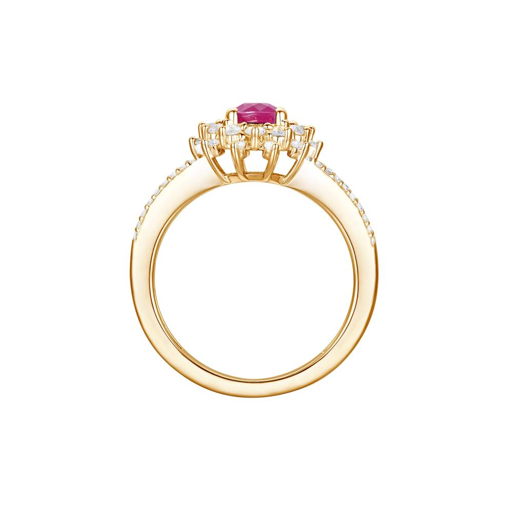 Ruby and Diamond Halo Ring in 14K Yellow Gold (1/2 ct. tw.) – Image 2 of 3