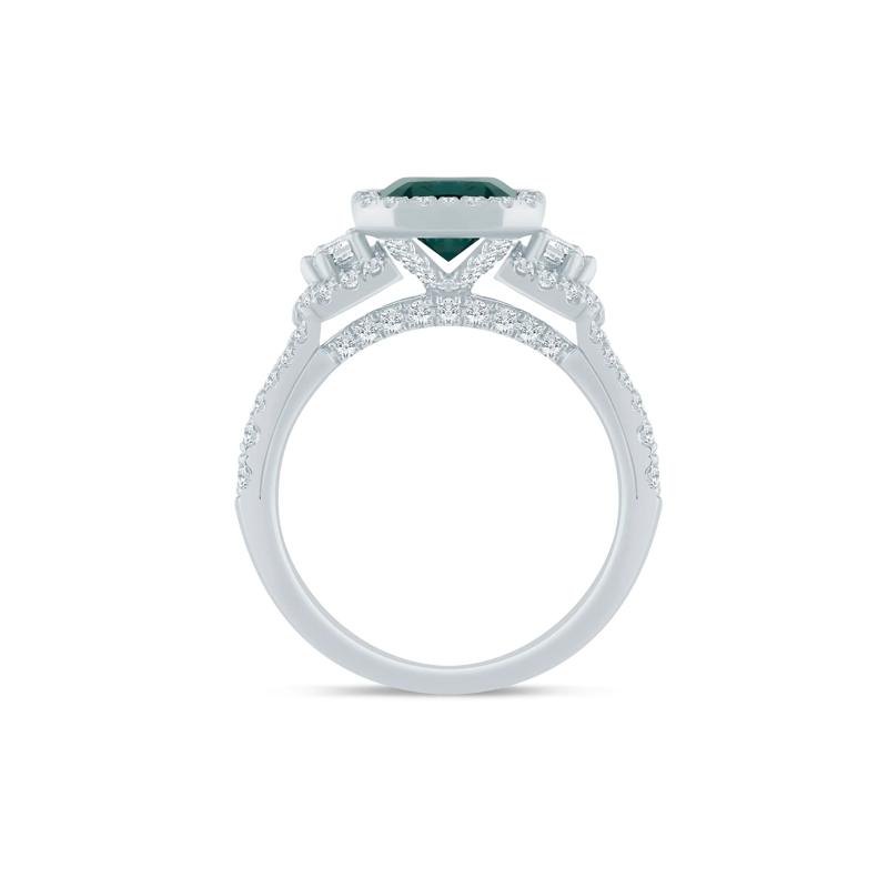 Marlena Lab-Created Emerald and Lab Grown Diamond Engagement Ring in 14K White and Yellow Gold &#40;7/8 ct. tw.&#41; – Image 2 of 3