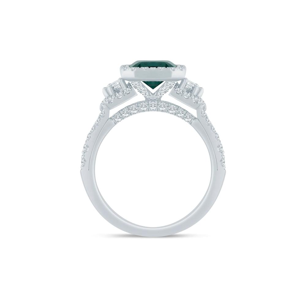 Marlena Lab-Created Emerald and Lab Grown Diamond Engagement Ring in 14K White and Yellow Gold (7/8 ct. tw.) – Image 2 of 3