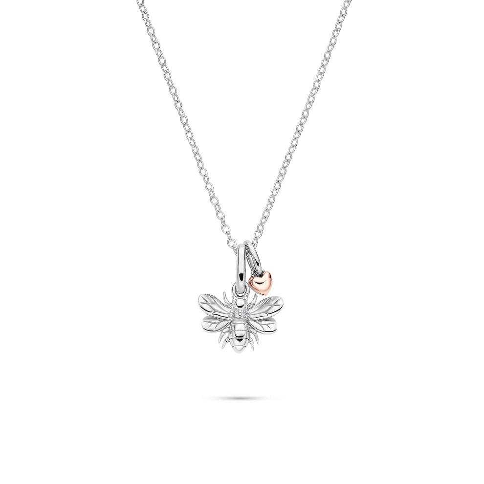 Lab Grown Diamond Accent Bee Pendant in Sterling Silver &amp; 10K Rose Gold – Image 1 of 5