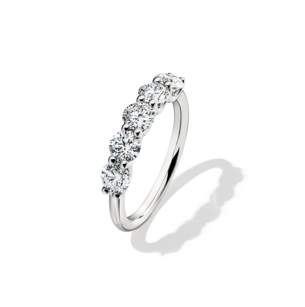 Lab Grown Diamond Five-Stone Round Anniversary Band in 14K White Gold (1 1/2 ct. tw.) – Image 4 of 5