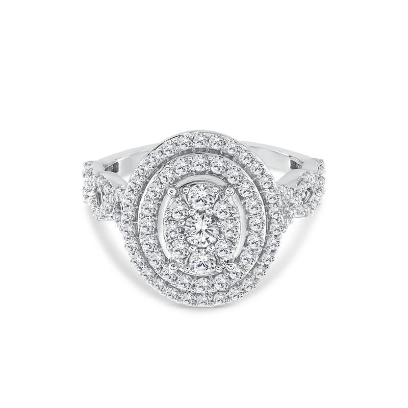 Diamond Halo Engagement Ring in 10K White Gold &#40;1 ct. tw.&#41; – Image 1 of 3