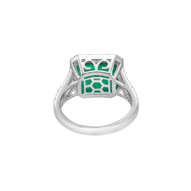Emerald and Diamond Halo Split-Shank Ring in 14K White Gold &#40;5/8 ct. tw.&#41; – Image 4 of 4
