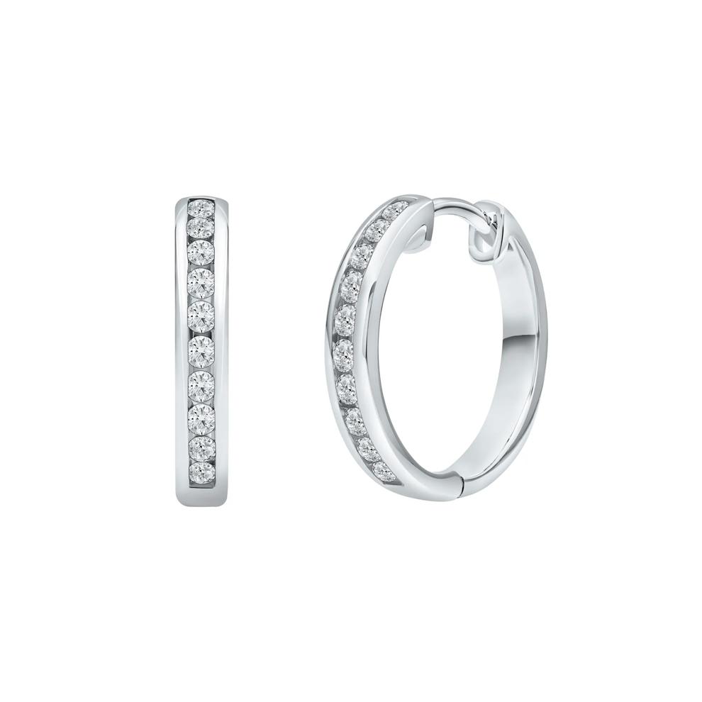 Lab Grown Diamond Hoop Earrings in 14K White Gold (1/3 ct. tw.) – Image 1 of 1