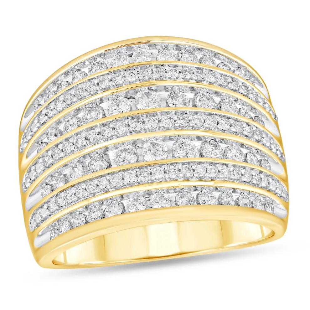 Diamond Multi-Row Wedding Band in 10K Yellow Gold (1 ct. tw.) – Image 3 of 3