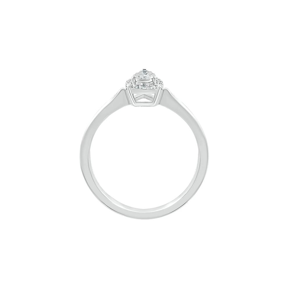 Pear-Shaped Promise Ring with Diamond Halo in Sterling Silver (1/10 ct. tw.) – Image 2 of 4