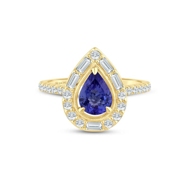 Tanzanite and Lab Grown Diamond Wedding Band in 14K Yellow Gold (1/2 ct. tw.) – Image 1 of 3