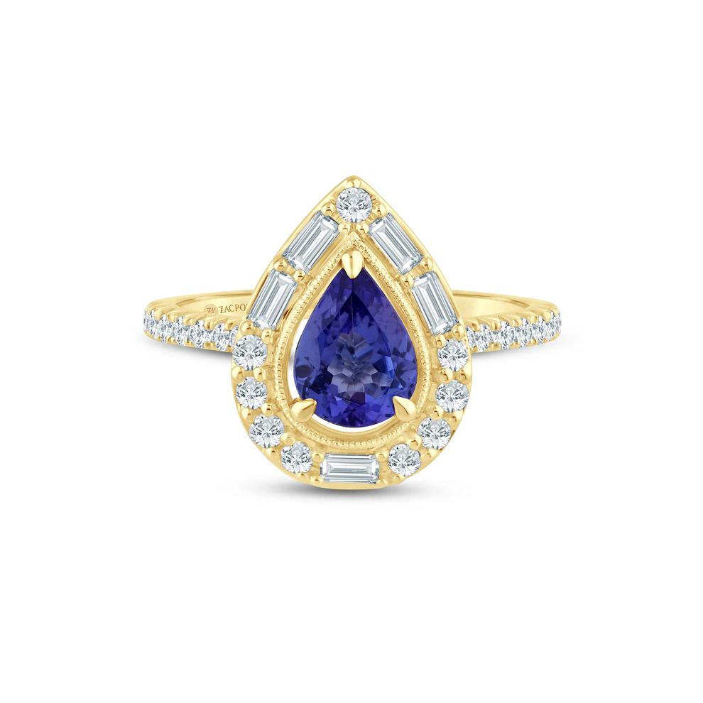 Tanzanite and Lab Grown Diamond Wedding Band in 14K Yellow Gold (1/2 ct. tw.) – Image 1 of 3