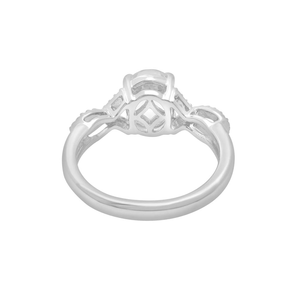 Oval Lab-Created White Sapphire with Diamond Accents in Sterling Silver – Image 4 of 5