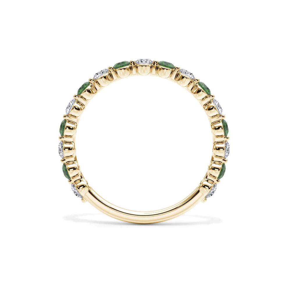 Lab Grown Diamond  &amp; Lab-Created Emerald Half Eternity Anniversary Band in 14K Yellow Gold (1/3 ct. tw.) – Image 2 of 4