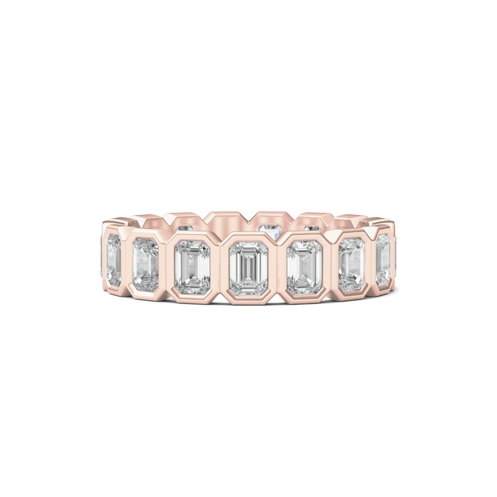Emerald-Cut Lab Grown Diamond Bezel-Set Eternity Band in 14K Rose Gold (2 1/2 ct. tw.) – Image 1 of 3
