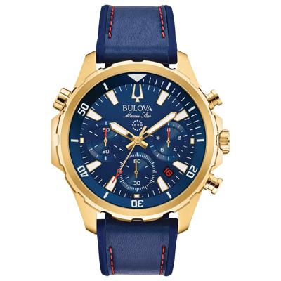 Gent's Marine Star Watch With a Blue Leather and Silicone Strap