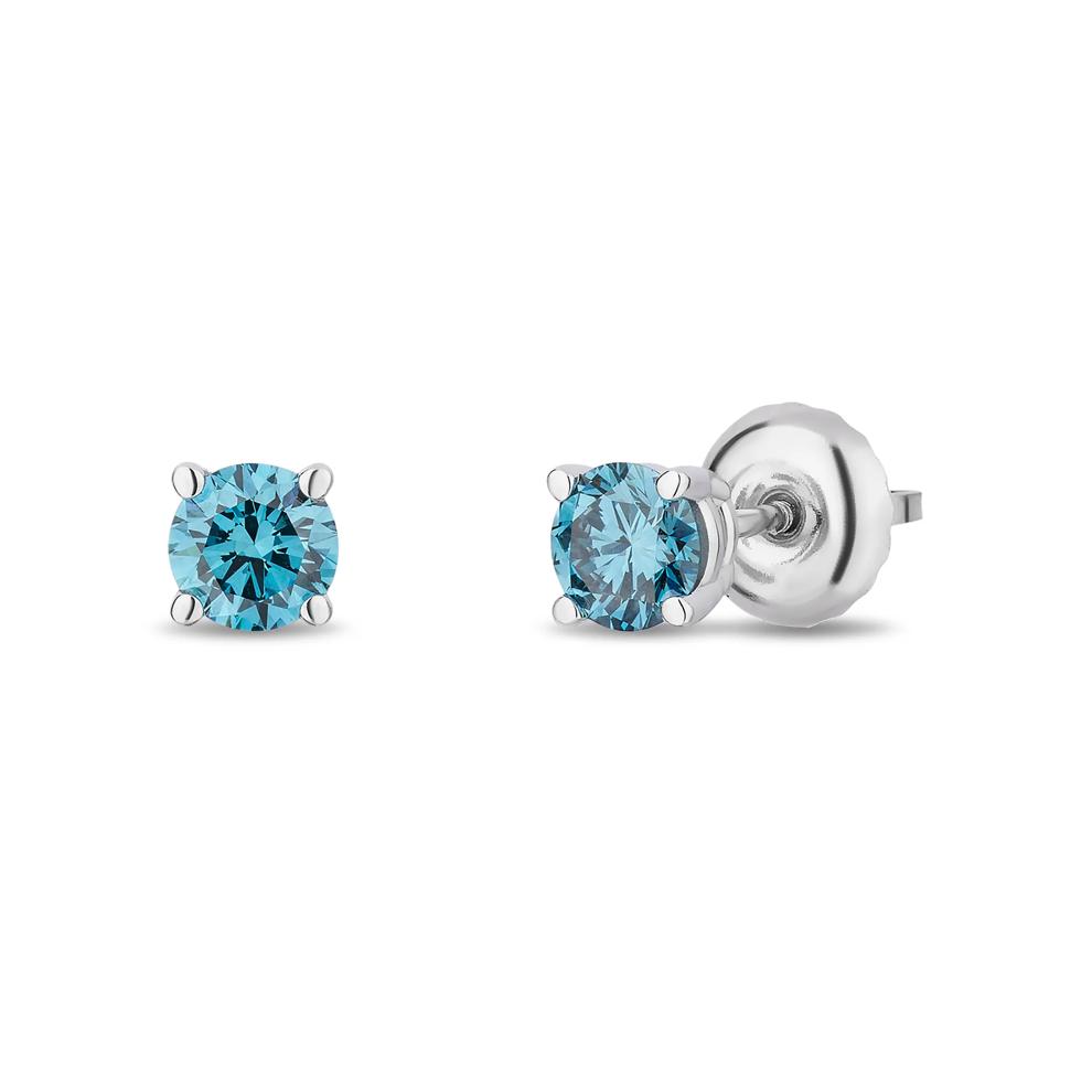 Lab Grown Diamond Blue Stud Earrings in 14K White Gold (1/2 ct. tw.) – Image 1 of 2