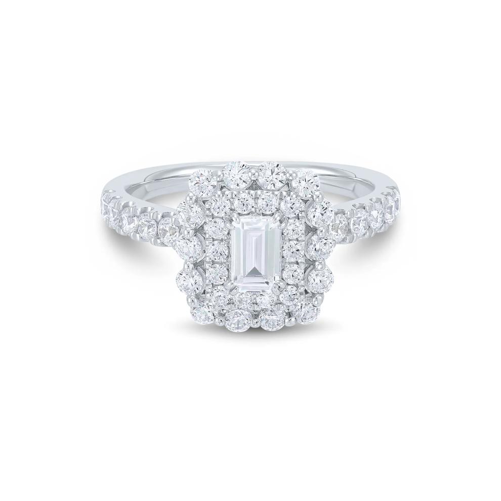 Emerald-Cut Diamond Engagement Ring in 14K White Gold (1 1/2 ct. tw.) – Image 1 of 3