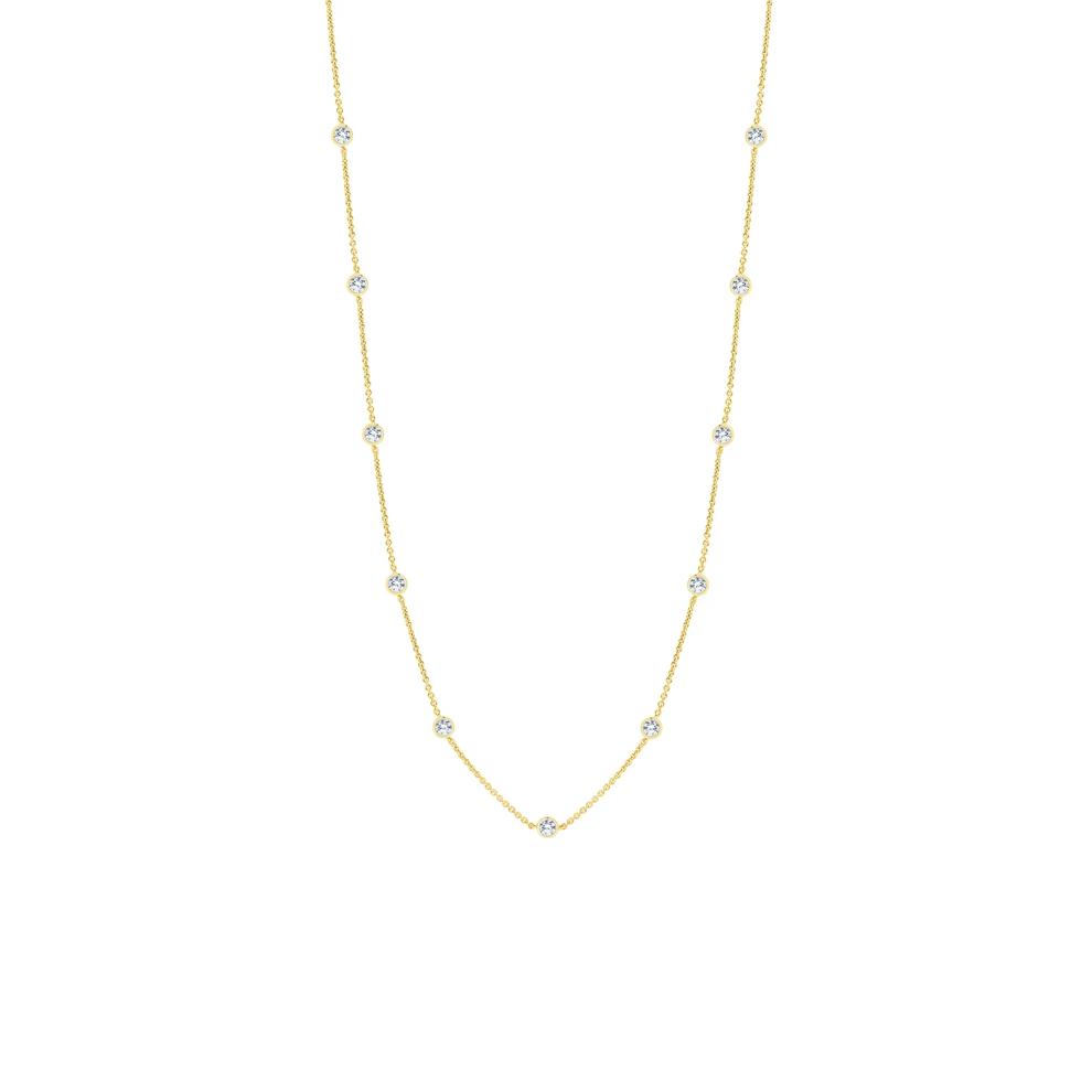 Lab Grown Diamond Bezel Station Necklace in 14K Yellow Gold (1 ct. tw.) – Image 1 of 2