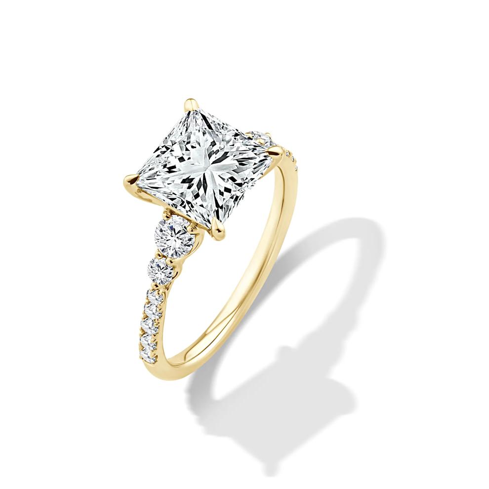 Lab Grown Diamond Princess-Cut Engagement Ring in 18K Yellow Gold (3 1/2 ct. tw.) – Image 4 of 4