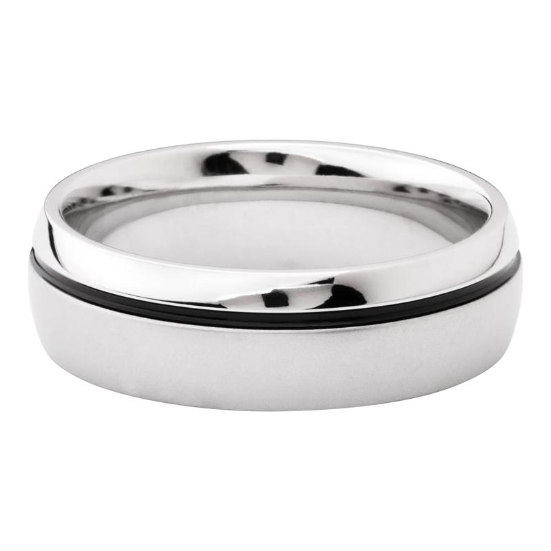 Men&rsquo;s Black Cerakote Inlay Wedding Band in Cobalt, 7MM – Image 1 of 3