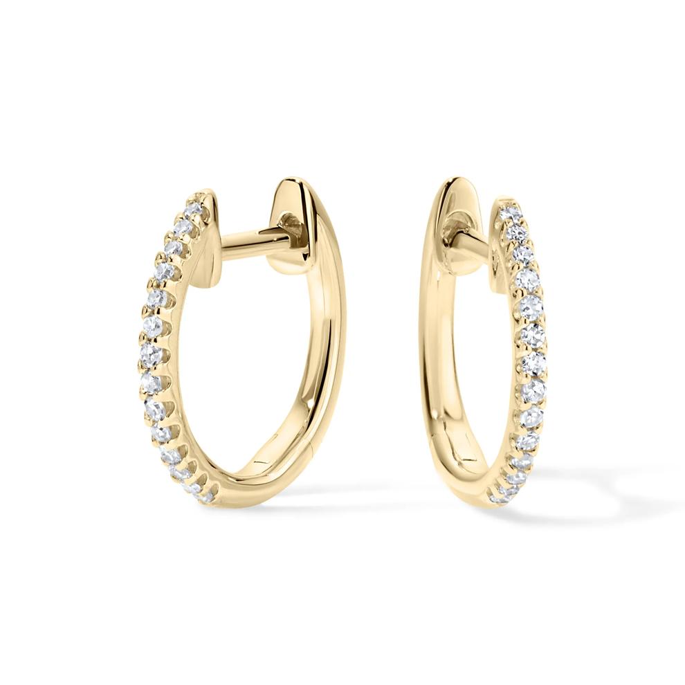 Diamond Hoop Earrings in 10K Yellow Gold (1/10 ct. tw.) – Image 1 of 2