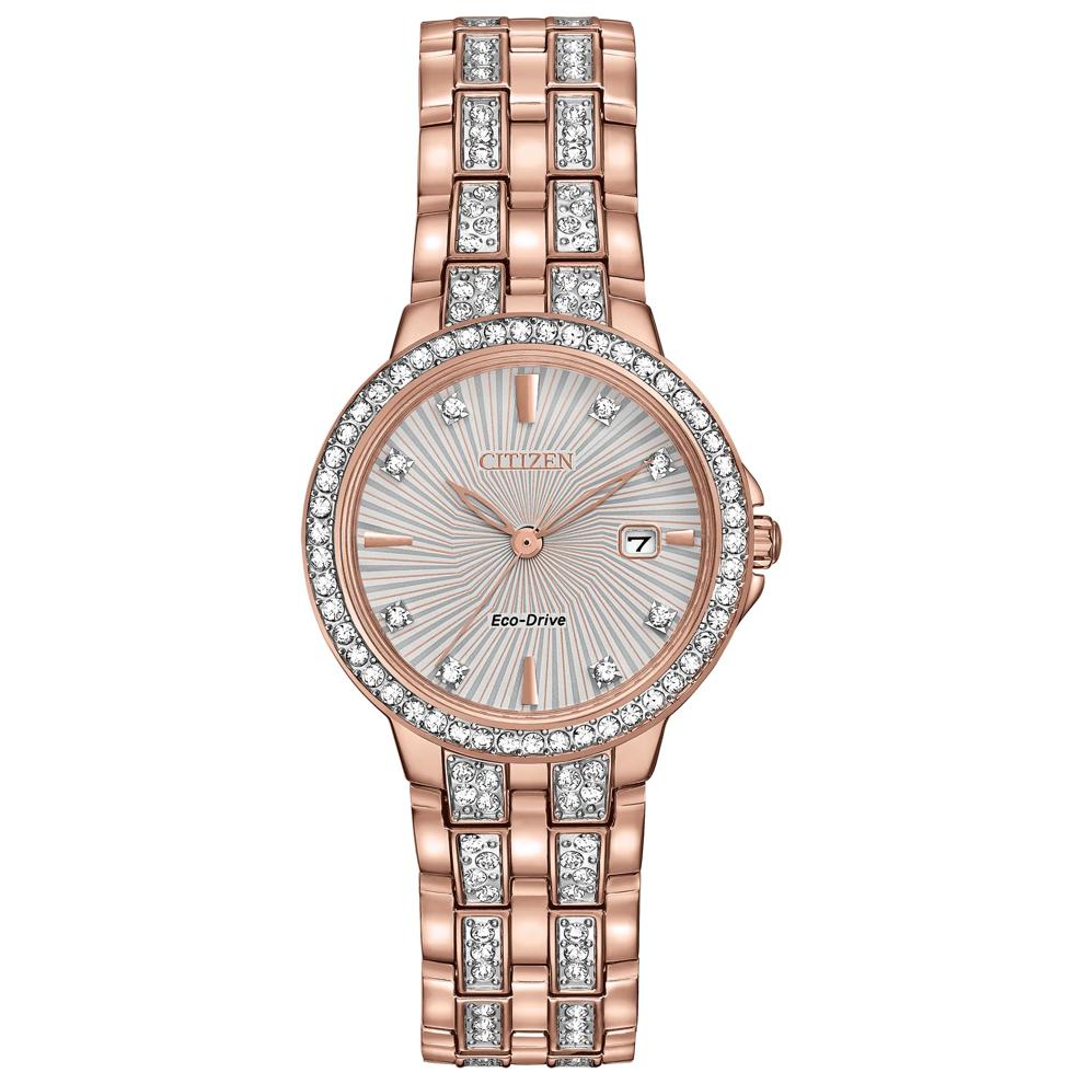 Ladies' Silhouette Crystal Watch in Rose Gold-Tone Stainless Steel, 28MM – Image 1 of 2