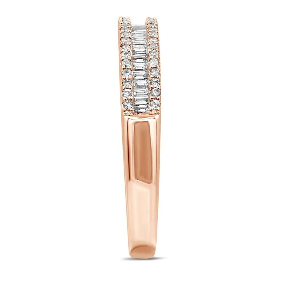 Baguette &amp; Pave Diamond Wedding Band in 10K Rose Gold (1/4 ct. tw.) – Image 3 of 3