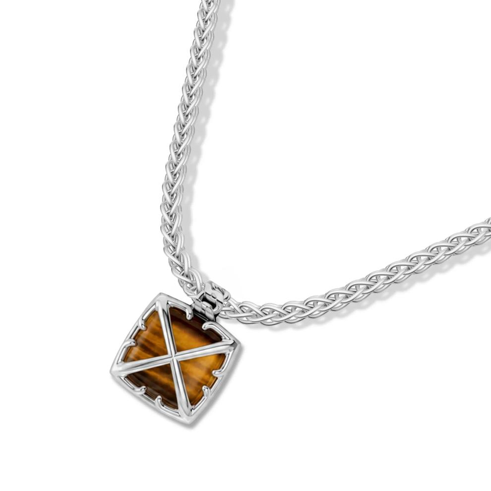Men's Tiger's Eye Arrow Design Pendant Necklace in Sterling Silver – Image 4 of 4