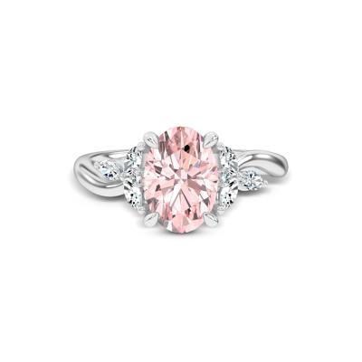 Lab Grown Diamond Pink Oval Engagement Ring in 14K White Gold (2 1/2 ct. tw.)