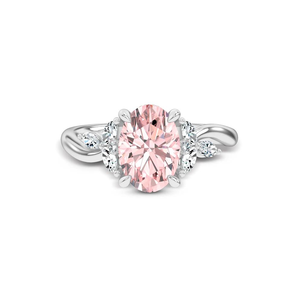 Lab Grown Diamond Pink Oval Engagement Ring in 14K White Gold (2 1/2 ct. tw.) – Image 1 of 4