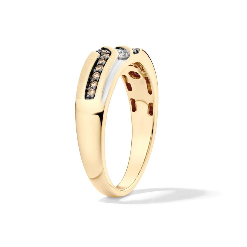 Men's Brown and White Diamond Ring in 10K Yellow Gold (1/4 ct. tw.) – Image 3 of 4