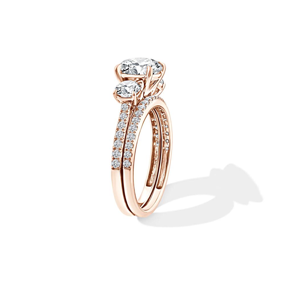 Lab Grown Diamond Three-Stone Engagement Set in 10K Rose Gold (2 1/2 ct. tw.) – Image 3 of 6