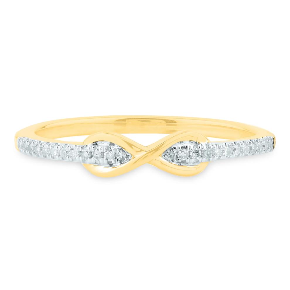 Diamond Infinity Ring in 14K Yellow Gold (1/10 ct. tw.) – Image 1 of 3