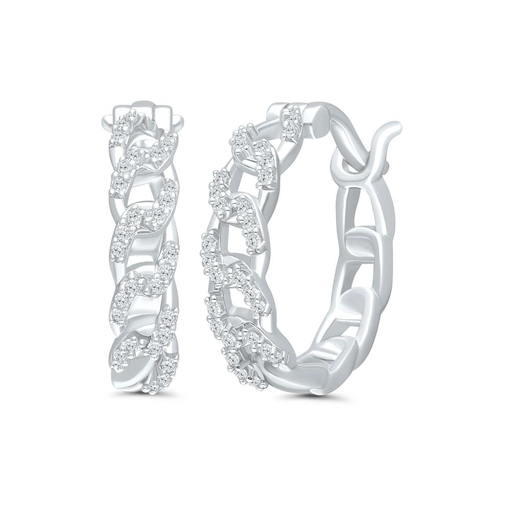 Chain Link Hoop Earrings in Sterling Silver (1/5 ct. tw.) – Image 1 of 1