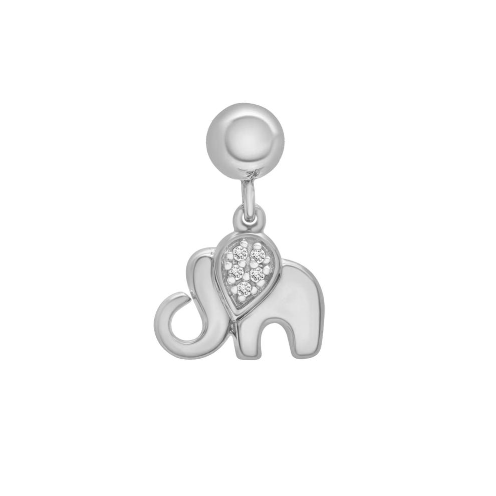 Diamond Accent Elephant Bead Charm in Sterling Silver – Image 1 of 3