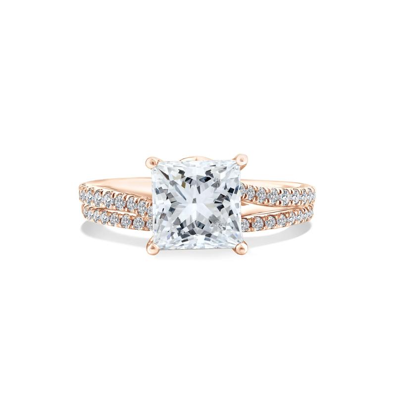 Lab Grown Diamond Princess-Cut Engagement Set in 18K Rose Gold &#40;3 ct. tw.&#41; – Image 1 of 6