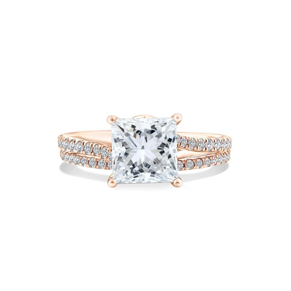 Lab Grown Diamond Princess-Cut Engagement Set in 18K Rose Gold (3 ct. tw.) – Image 1 of 6