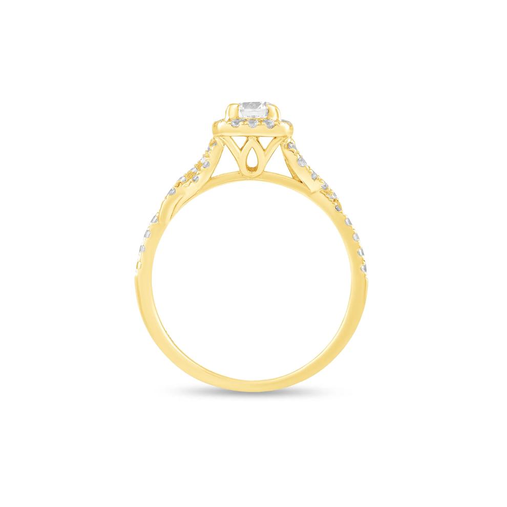 Diamond Round Center Halo Engagement Ring in 10K Yellow Gold (1/2 ct. tw.) – Image 2 of 4