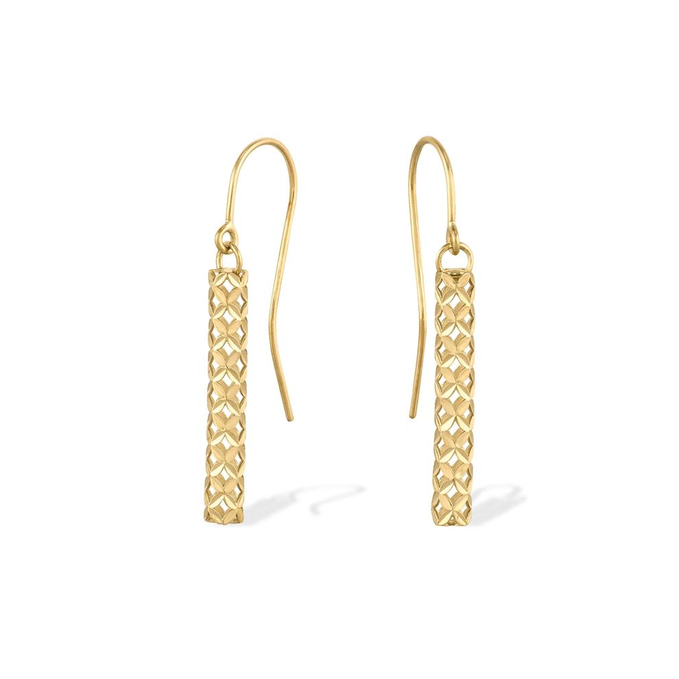 Diamond-Cut Stick Drop Earrings in 10K Yellow Gold – Image 1 of 2