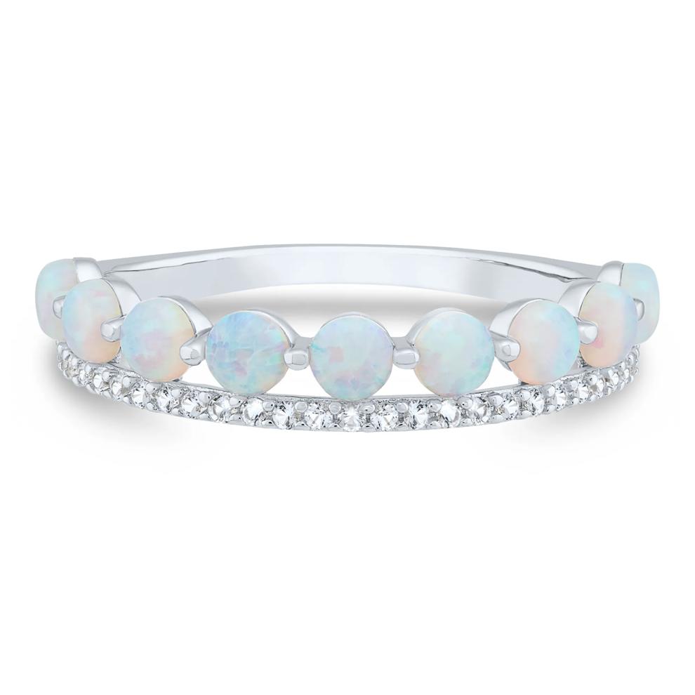 Lab Created Opal and Lab Created White Sapphire Stack Ring in Sterling Silver – Image 1 of 3