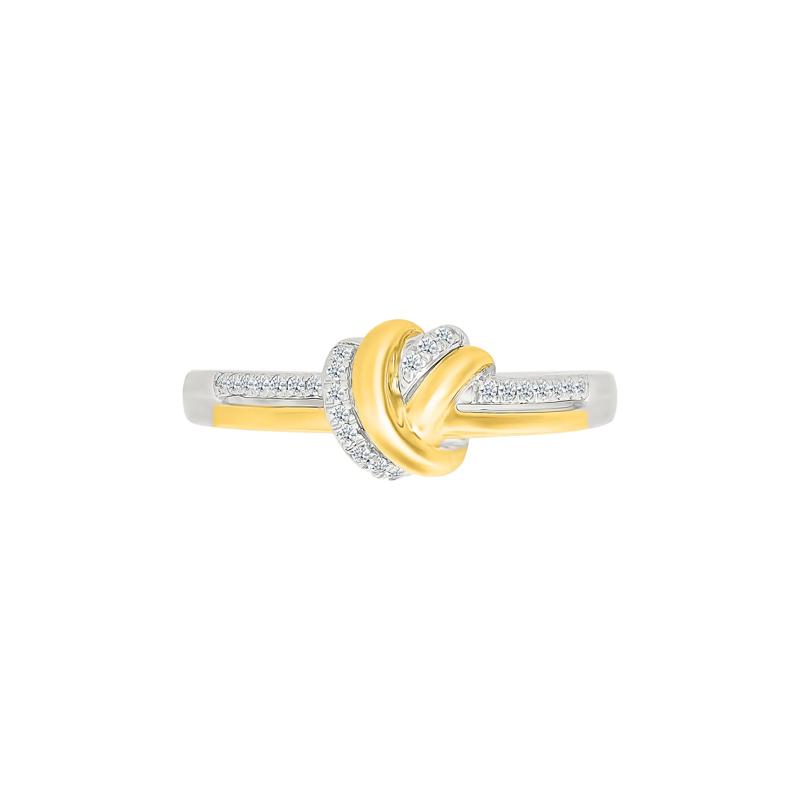 Diamond Knot Ring in Sterling Silver and 10K Yellow Gold (1/10 ct. tw.) – Image 4 of 5