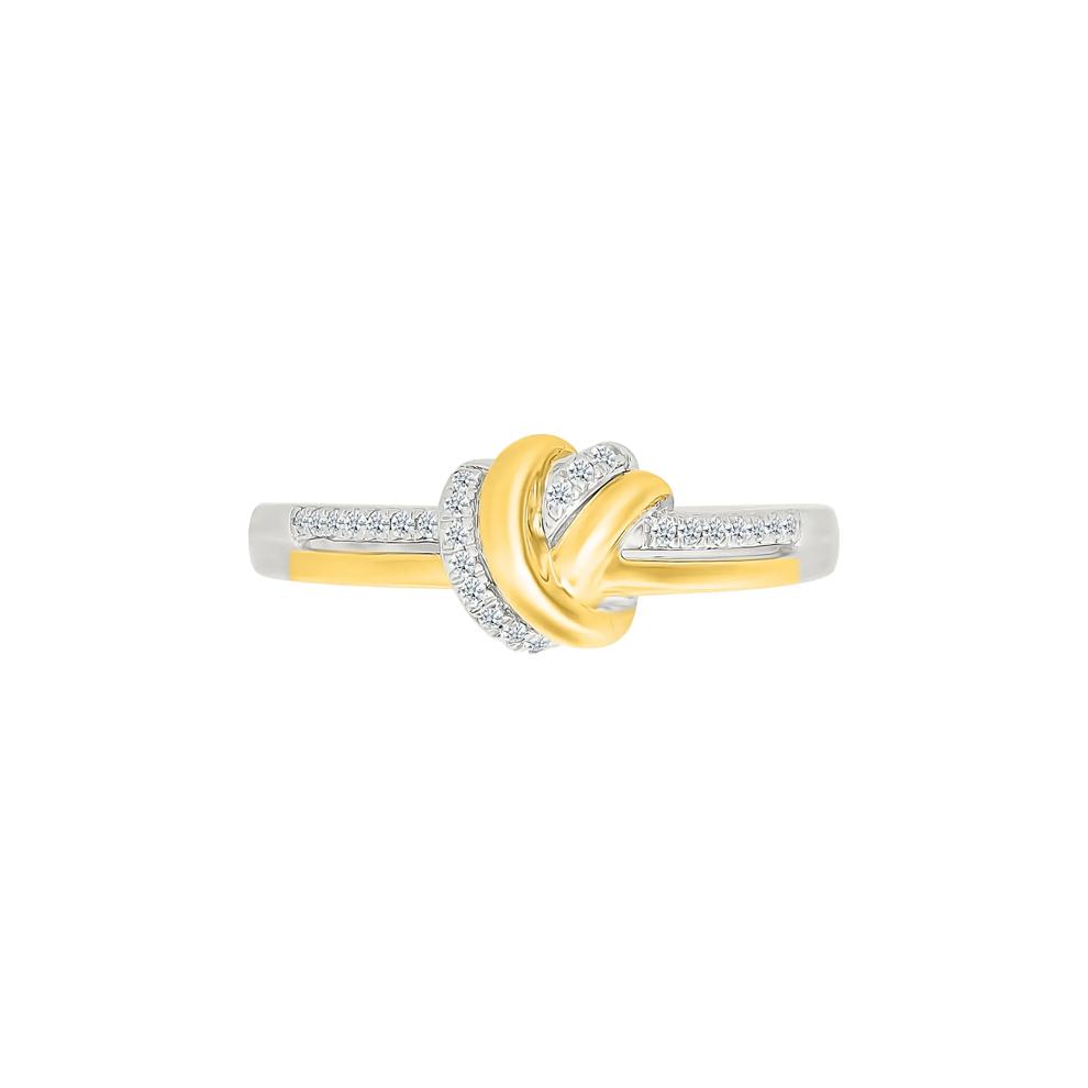 Diamond Knot Ring in Sterling Silver and 10K Yellow Gold (1/10 ct. tw.) – Image 4 of 5