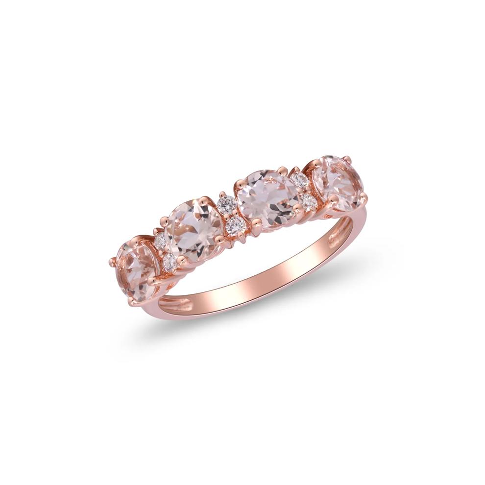 Morganite &amp; Diamond Ring in 10K Rose Gold (1/10 ct. tw.) – Image 5 of 5