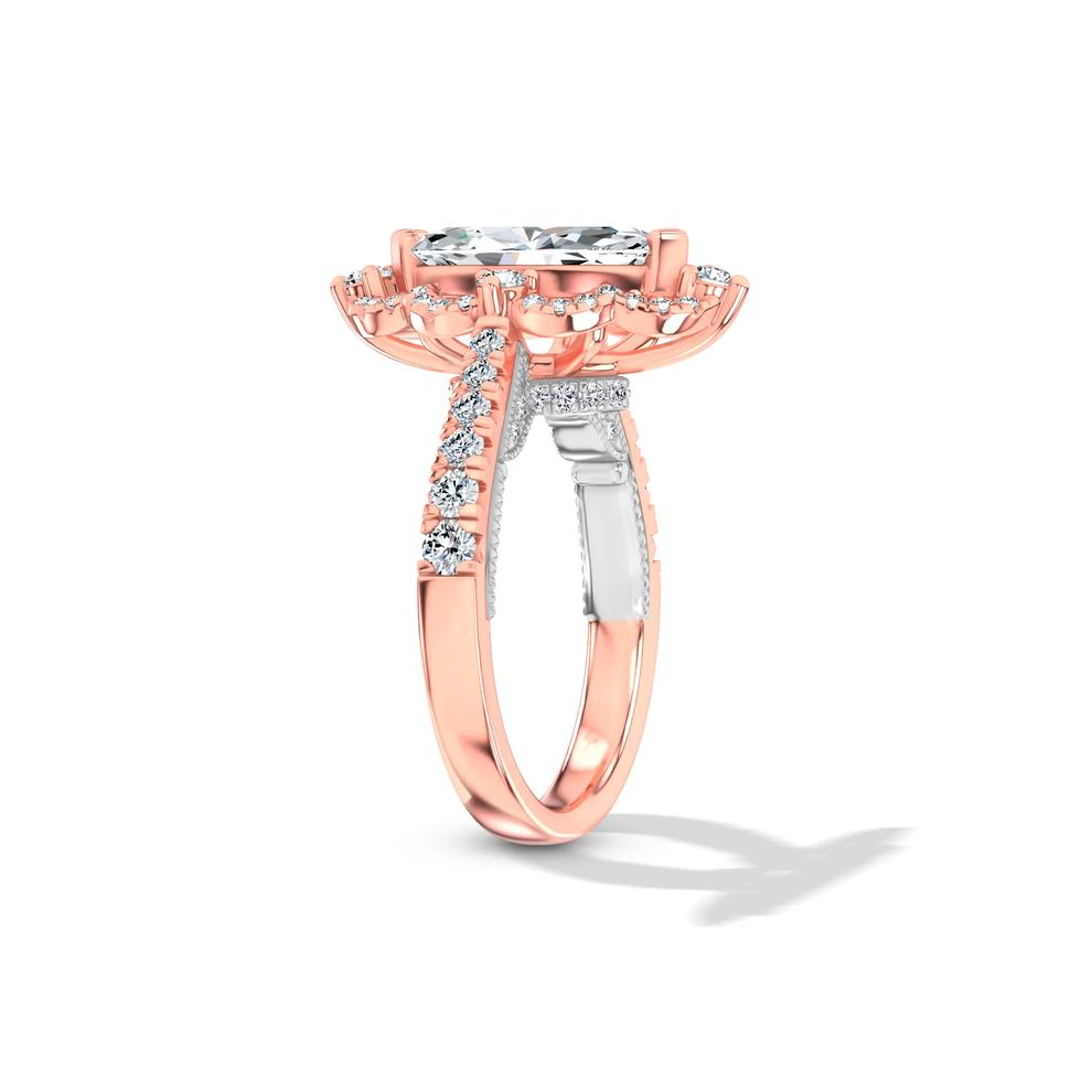 Lab Grown Diamond Scalloped Halo Engagement Ring in 14K Rose &amp; White Gold (2 5/8 ct. tw.) – Image 3 of 4