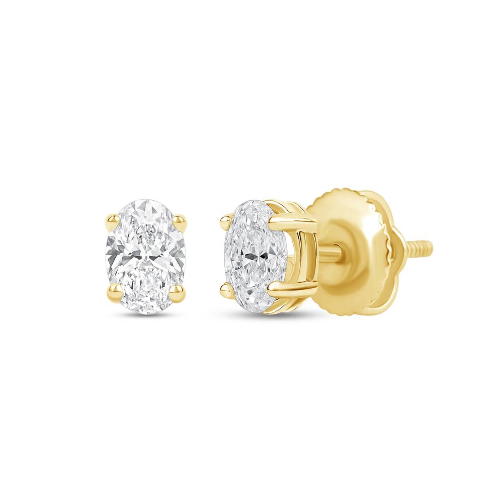 Lab Grown Diamond Oval-Shaped Solitaire Stud Earrings in 14K Yellow Gold (1/2 ct. tw.) – Image 1 of 3