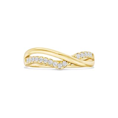 Diamond Crossover Contour Ring in 14K Gold