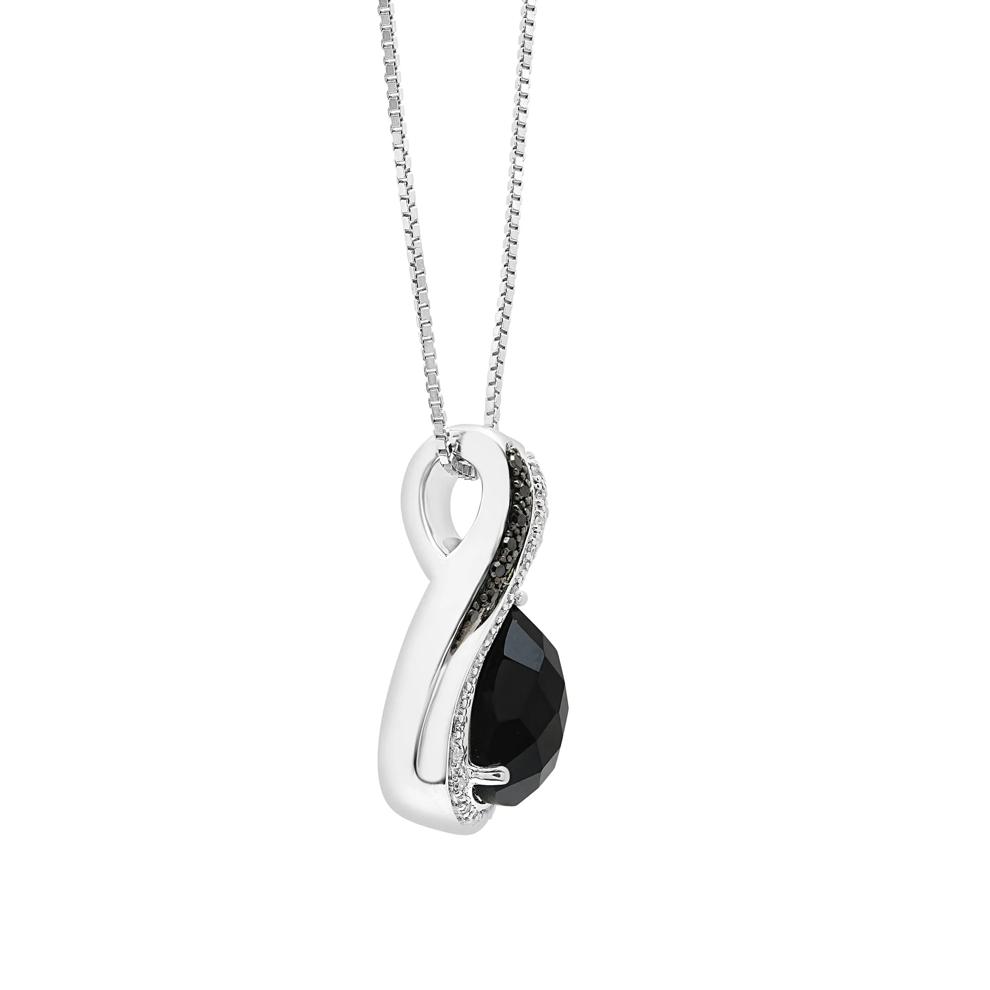 Pear-Shaped Onyx Pendant with Black and White Diamonds in Sterling Silver (1/7 ct. tw.) – Image 3 of 4